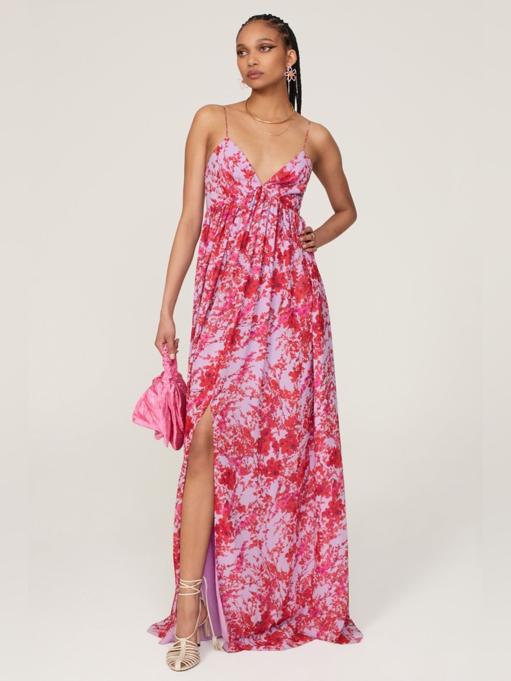 Sachin & Babi Jessica Gown Pink Floral Formal Romantic Garden Size 8